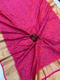 Rani Pink Banarasi Handloom Soft Silk Saree - Aura Benaras