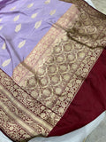 Lavender Sona Rupa Banarasi Handloom Katan Silk Saree - Aura Benaras