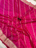 Rani Pink Jaal Pure Banarasi Handloom Katan Silk Saree - Aura Benaras