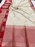 Cream Sona Rupa Banarasi Handloom Katan Silk Saree