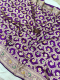 Purple Jaal Pure Banarasi Handloom Katan Silk Saree - Aura Benaras