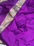 Purple Jaal Pure Banarasi Handloom Katan Silk Saree - Aura Benaras