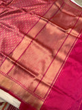 Rani Pink Pure Banarasi Handloom Katan Silk Saree - Aura Benaras