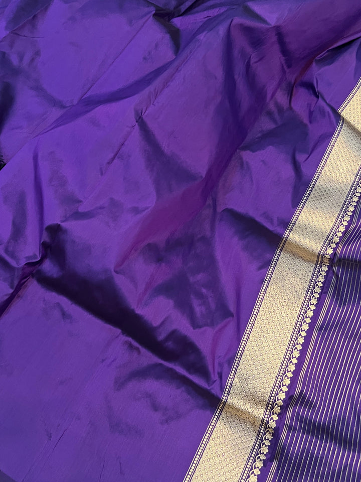 Purple Pure Banarasi Handloom Katan Silk Saree - Aura Benaras