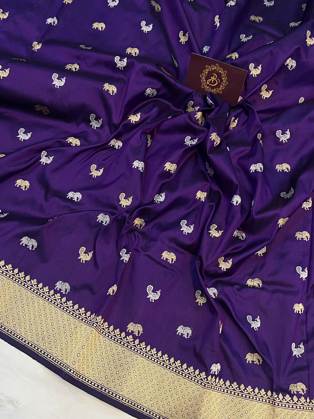 Purple Pure Banarasi Handloom Katan Silk Saree - Aura Benaras