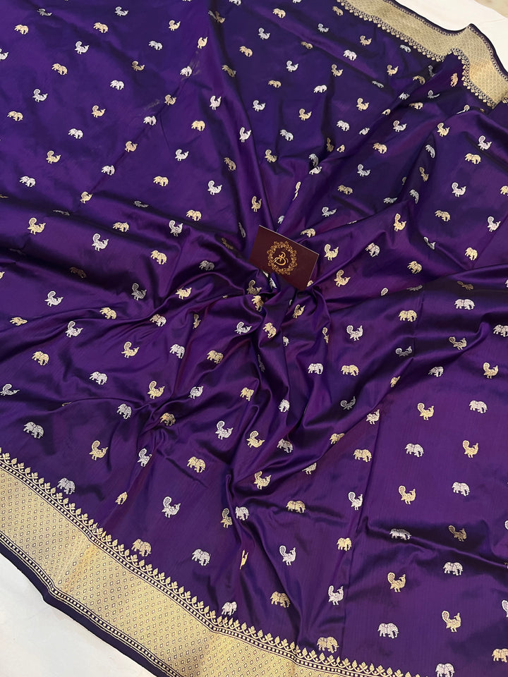 Purple Pure Banarasi Handloom Katan Silk Saree - Aura Benaras