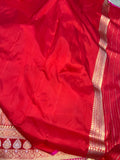 Red Handloom Tanchui Katan Silk Saree - Aura Benaras