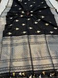 Black Kadwa Banarasi Handloom Pure Katan Silk Saree - Aura Benaras