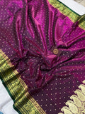 Wine Banarasi Handloom Soft Silk Saree - Aura Benaras