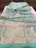 Sea Green Pure Banarasi Handloom Katan Silk Saree - Aura Benaras