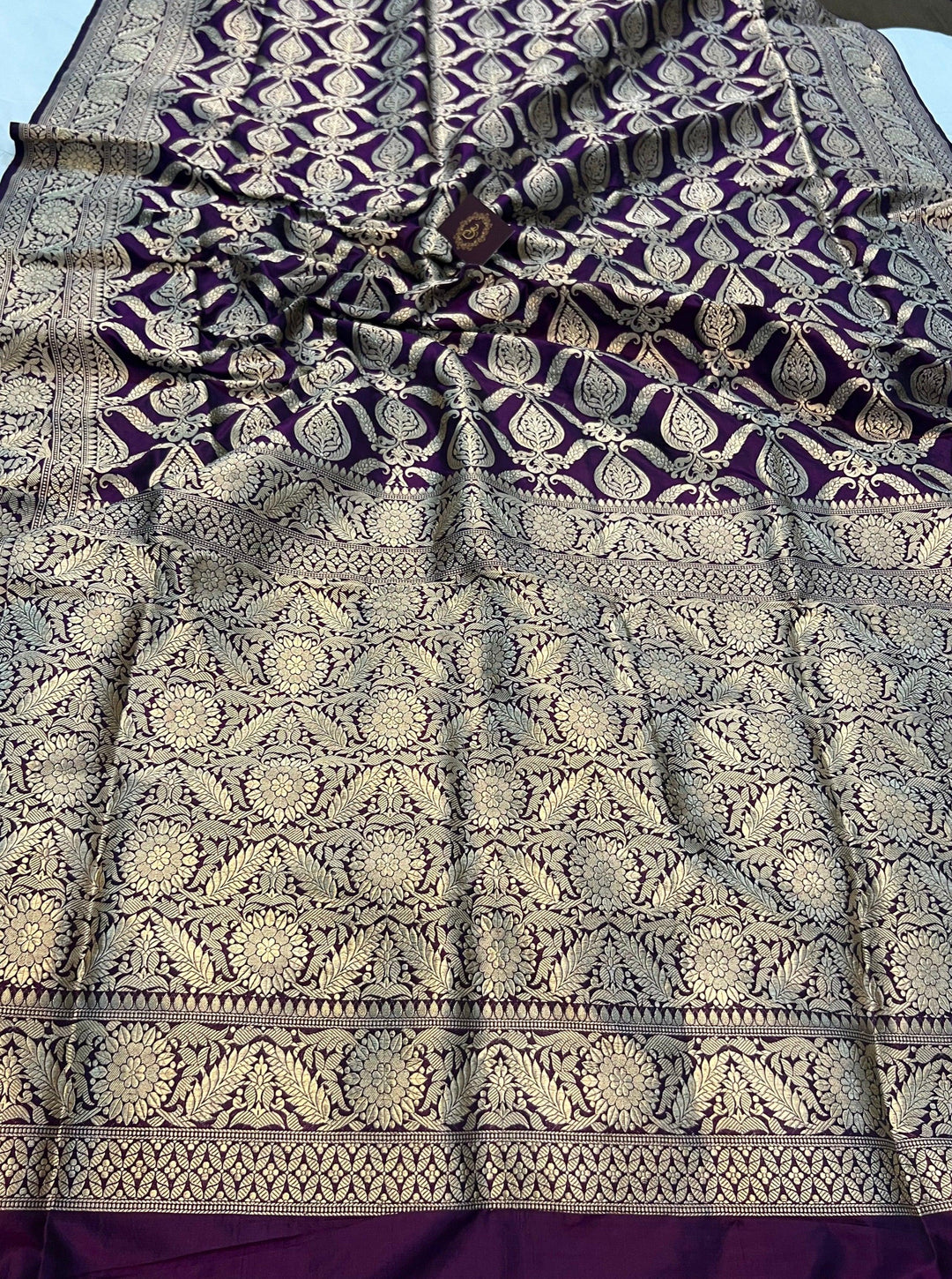 Wine Pure Banarasi Handloom Katan Silk Saree - Aura Benaras