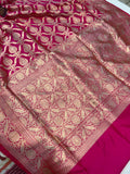 Rani Pink Pure Banarasi Handloom Katan Silk Saree - Aura Benaras