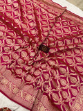 Rani Pink Pure Banarasi Handloom Katan Silk Saree - Aura Benaras