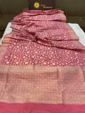 Deep Pink Pure Banarasi Handloom Katan Silk Saree - Aura Benaras