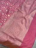 Deep Pink Pure Banarasi Handloom Katan Silk Saree - Aura Benaras