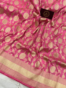 Light Pink Pure Banarasi Handloom Katan Silk Saree - Aura Benaras