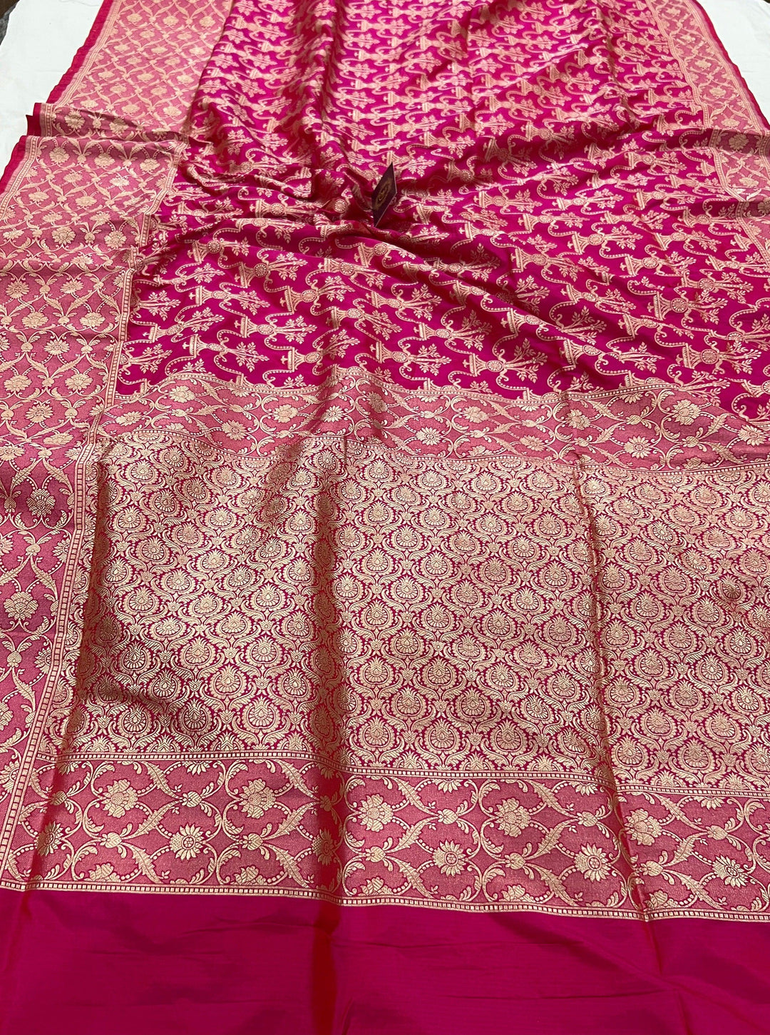 Rani Pink Pure Banarasi Handloom Katan Silk Saree - Aura Benaras