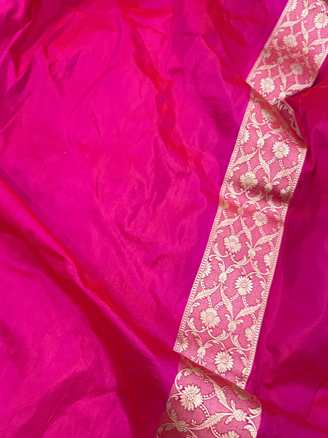 Rani Pink Pure Banarasi Handloom Katan Silk Saree - Aura Benaras