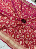 Cherry Pink Pure Banarasi Handloom Katan Silk Saree - Aura Benaras