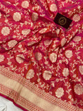Cherry Pink Pure Banarasi Handloom Katan Silk Saree - Aura Benaras