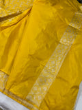 Yellow Pure Banarasi Handloom Katan Silk Saree - Aura Benaras