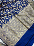 Navy Blue Pure Banarasi Handloom Katan Silk Saree