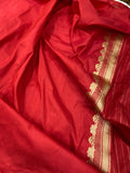 Red Meena Buta Pure Banarasi Handlloom Katan Silk Saree - Aura Benaras