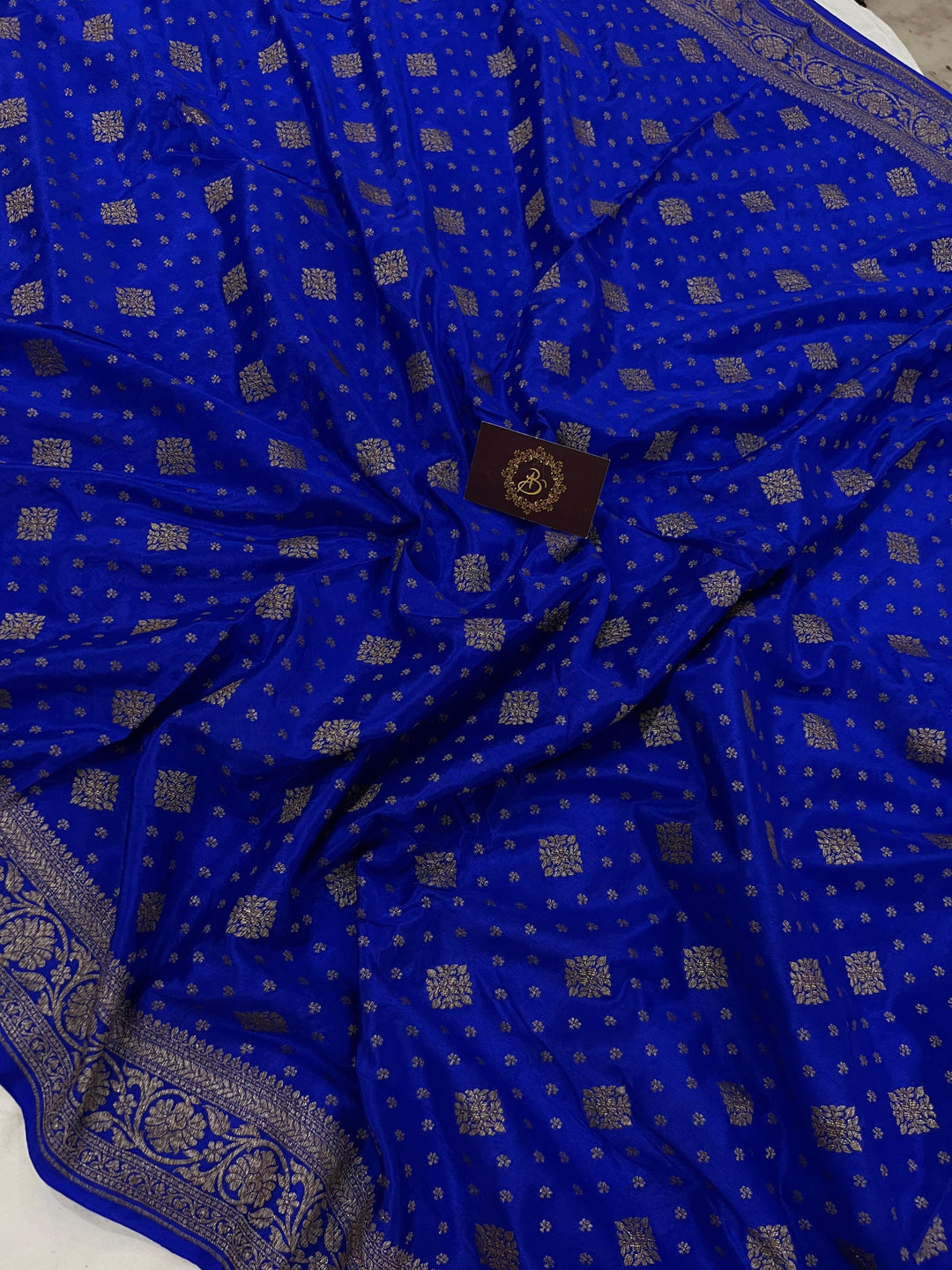 Royal Blue Pure Banarasi Khaddi Crepe Silk Saree - Aura Benaras