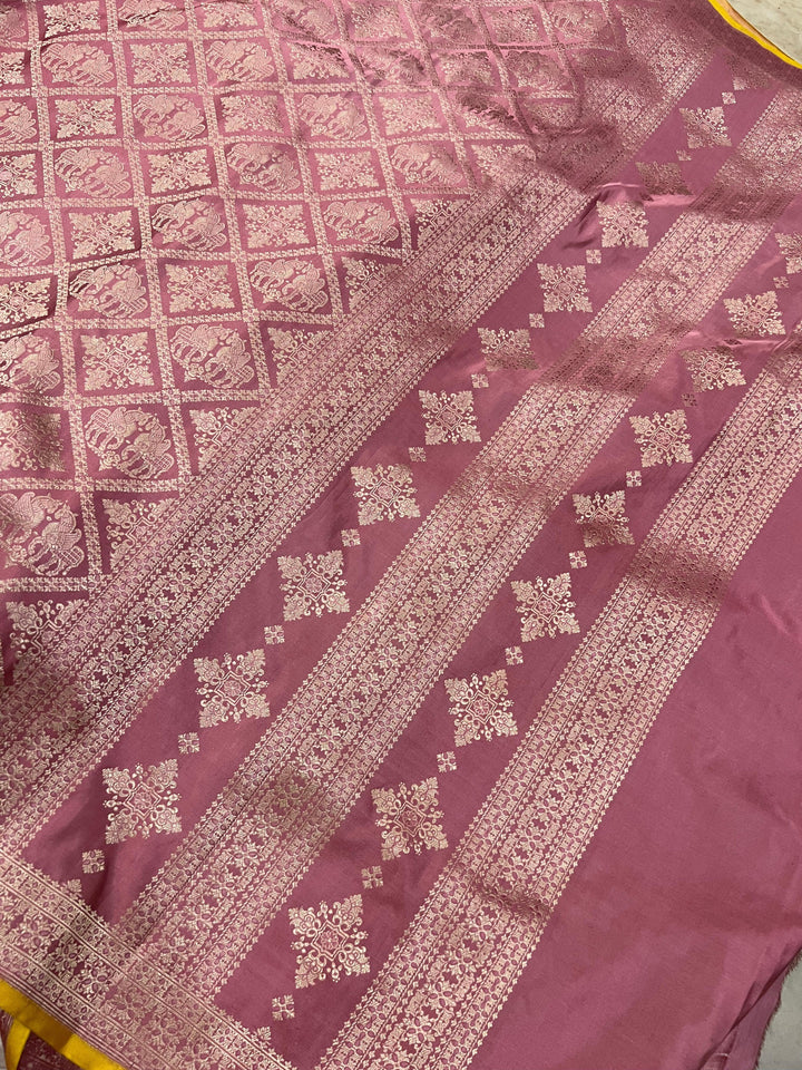 Pastel Pink Pure Banarasi Handloom Katan Silk Saree - Aura Benaras