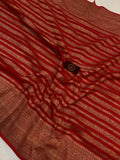 Red Banarasi Handloom Pure Khaddi Georgette Saree - Aura Benaras