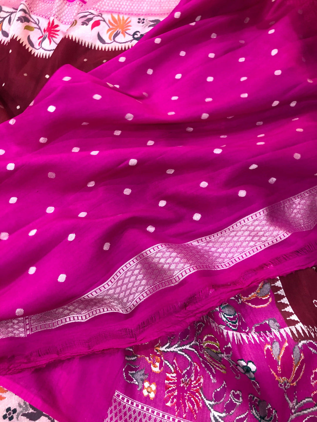 Maroon Pure Banarasi Handloom Tussar Georgette Saree - Aura Benaras