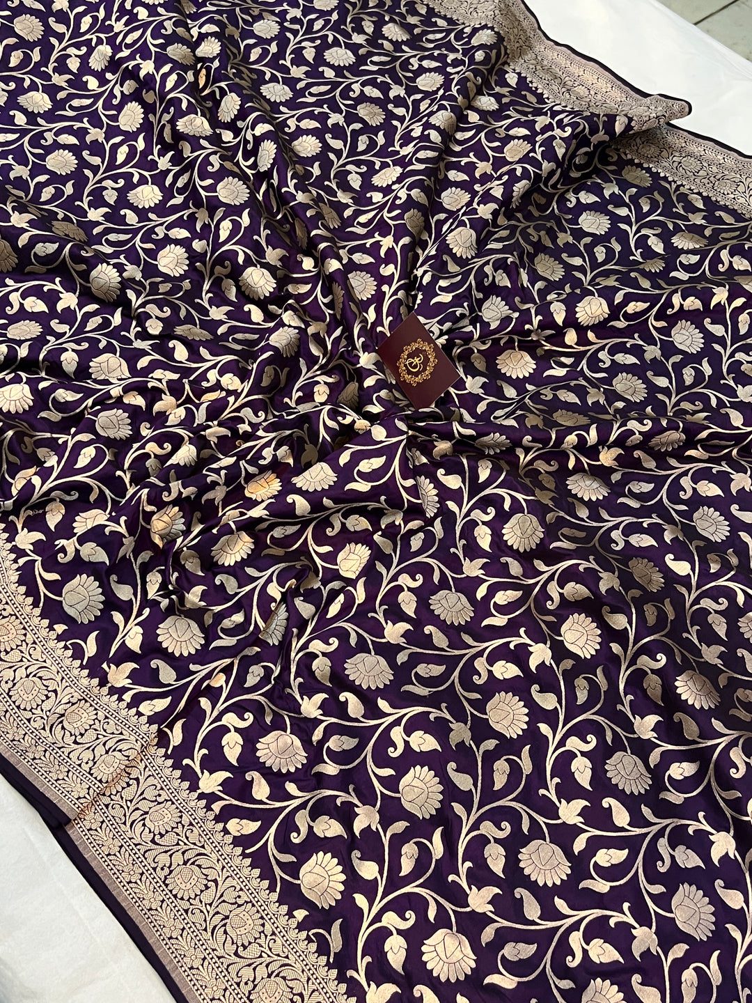 Wine Pure Banarasi Handloom Katan Silk Saree - Aura Benaras