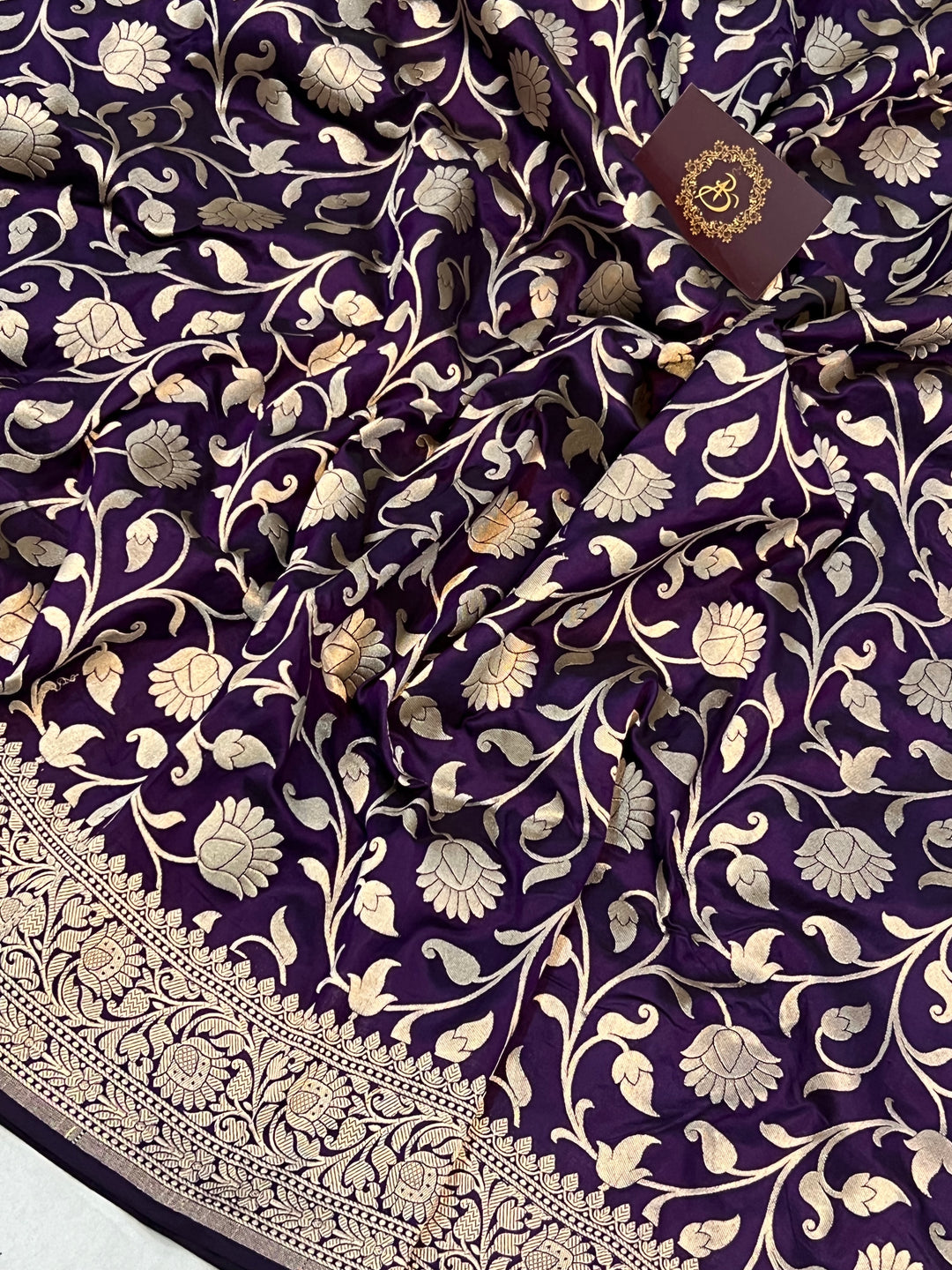 Wine Pure Banarasi Handloom Katan Silk Saree - Aura Benaras