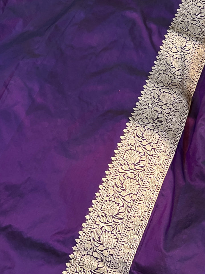 Wine Pure Banarasi Handloom Katan Silk Saree - Aura Benaras