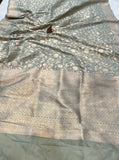 Pastel Green Pure Banarasi Handloom Katan Silk Saree - Aura Benaras