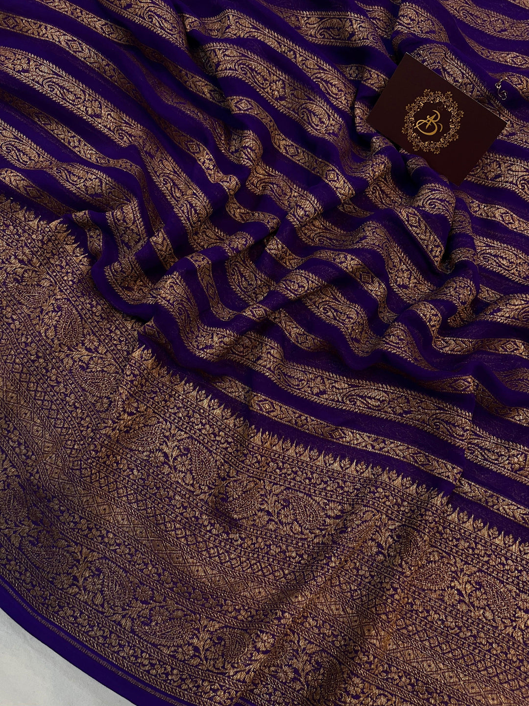 Purple Banarasi Handloom Pure Khaddi Georgette Saree