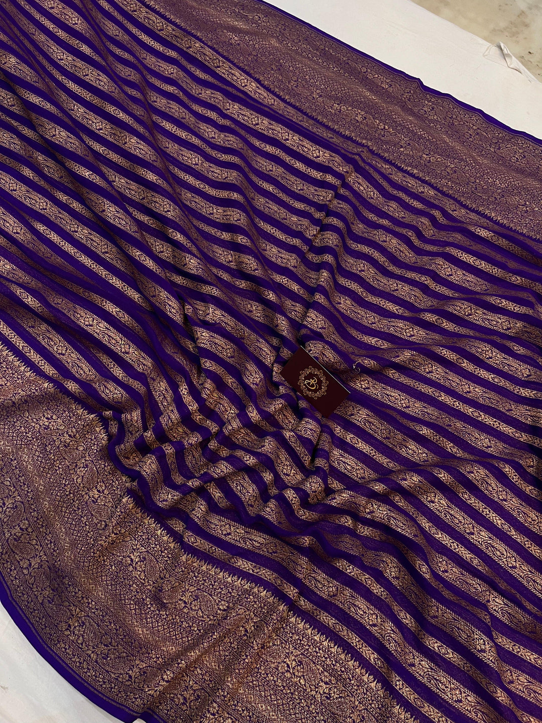 Purple Banarasi Handloom Pure Khaddi Georgette Saree