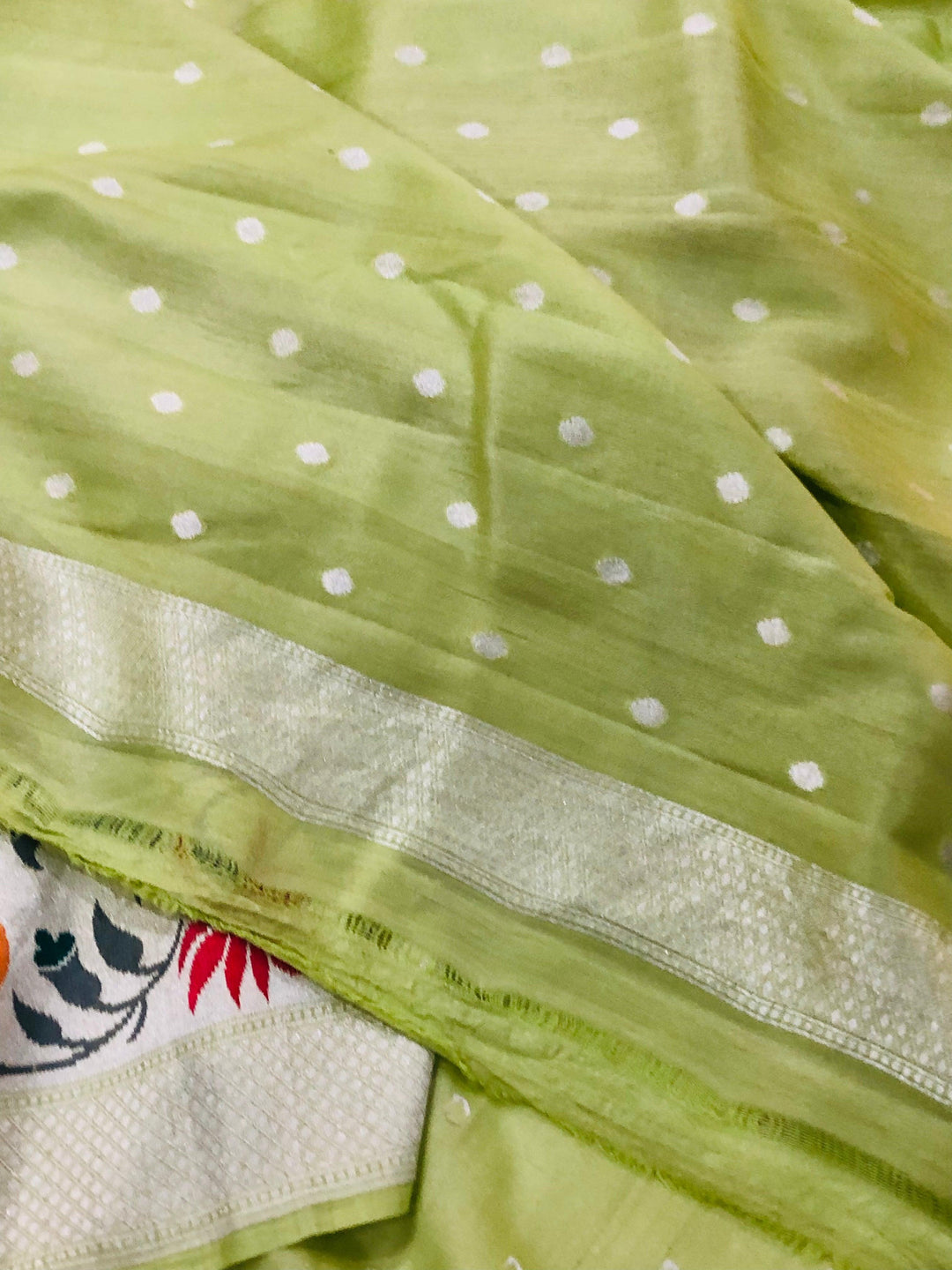 Pista Green Pure Banarasi Khaddi Georgette Saree - Aura Benaras