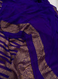 Purple Banarasi Handloom Pure Khaddi Georgette Saree