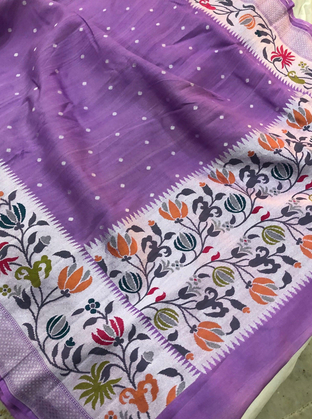Purple Pure Banarasi Khaddi Georgette Saree - Aura Benaras