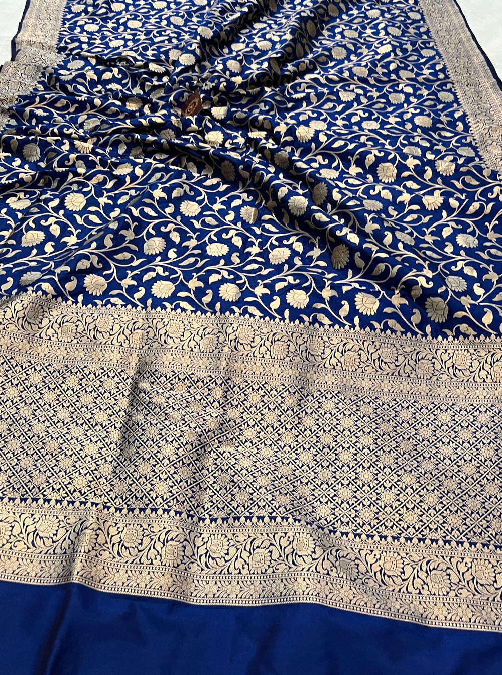 Royal Blue Pure Banarasi Handloom Katan Silk Saree - Aura Benaras