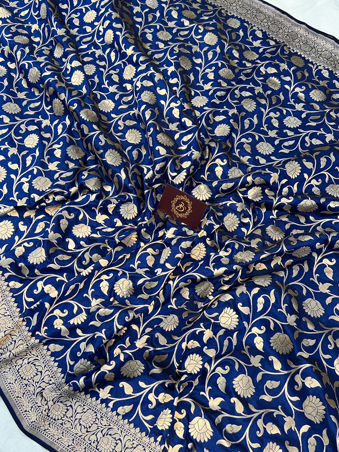 Royal Blue Pure Banarasi Handloom Katan Silk Saree - Aura Benaras