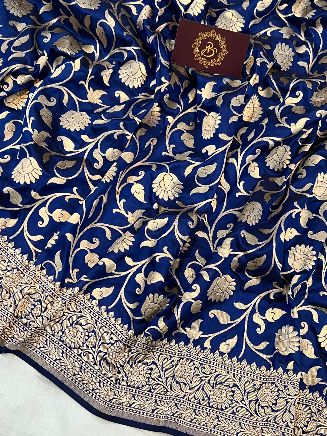 Royal Blue Pure Banarasi Handloom Katan Silk Saree - Aura Benaras
