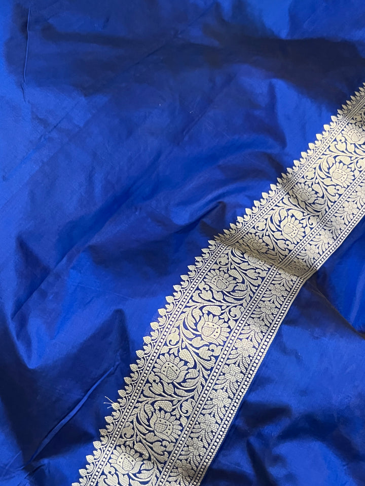 Royal Blue Pure Banarasi Handloom Katan Silk Saree - Aura Benaras