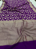 Purple Pure Banarasi Handloom Khaddi Georgette Saree - Aura Benaras