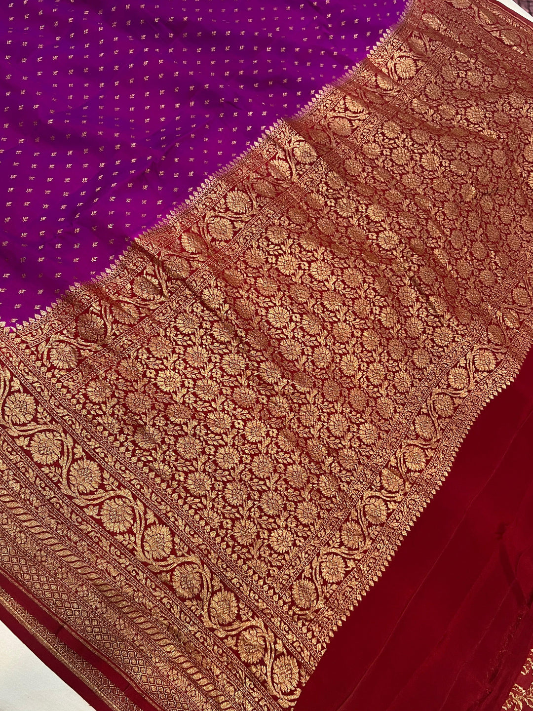 Purple Pure Banarasi Khaddi Crepe Silk Saree - Aura Benaras