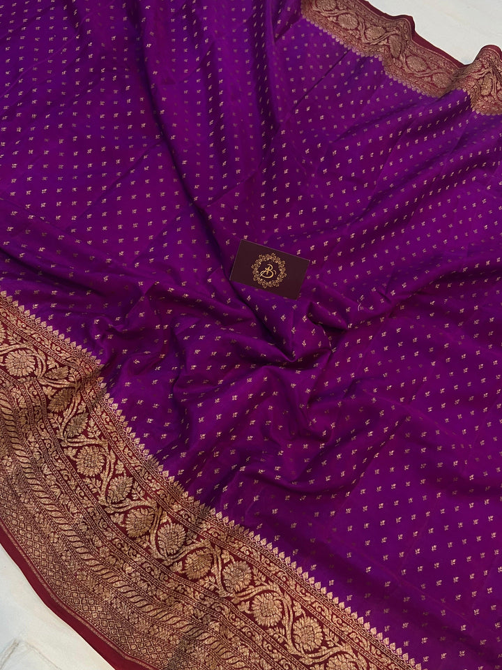 Purple Pure Banarasi Khaddi Crepe Silk Saree - Aura Benaras