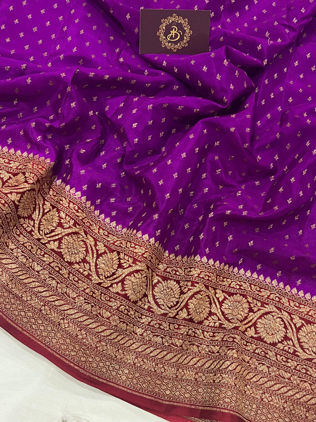 Purple Pure Banarasi Khaddi Crepe Silk Saree - Aura Benaras