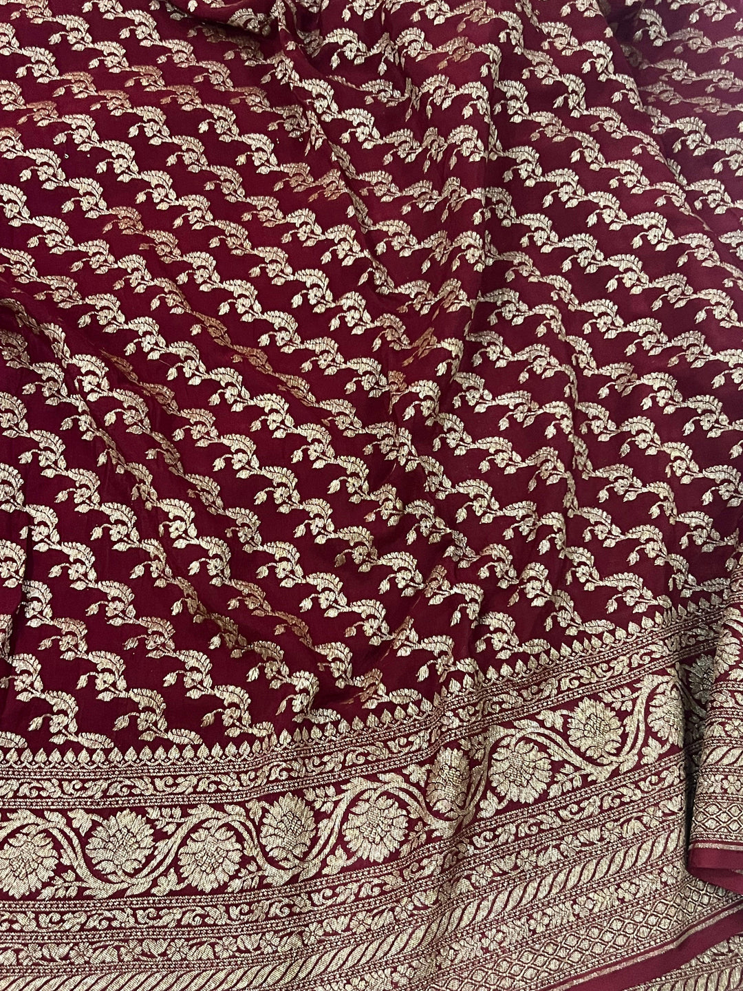 Purple Pure Banarasi Khaddi Crepe Silk Saree - Aura Benaras