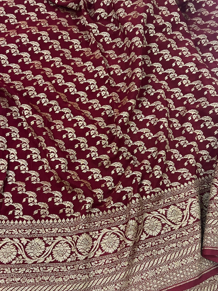 Purple Pure Banarasi Khaddi Crepe Silk Saree - Aura Benaras